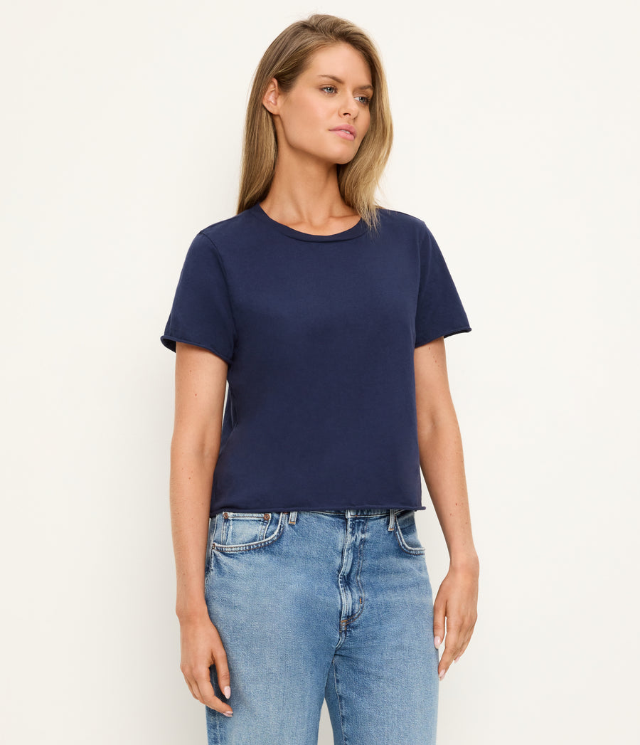 Jackie Crewneck Tee in Nocturnal Blue Side View #NOCTURNAL