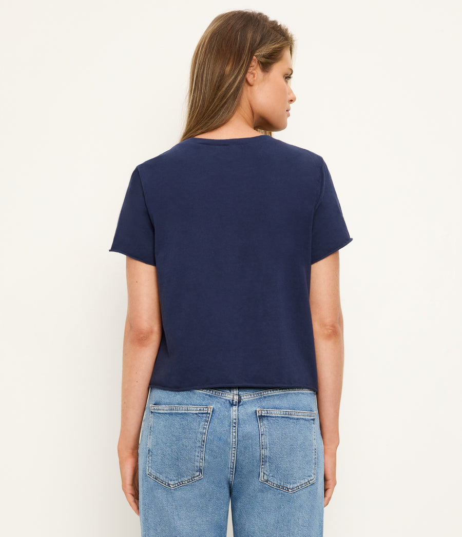 Jackie Crewneck Tee in Nocturnal Blue Back View  #NOCTURNAL