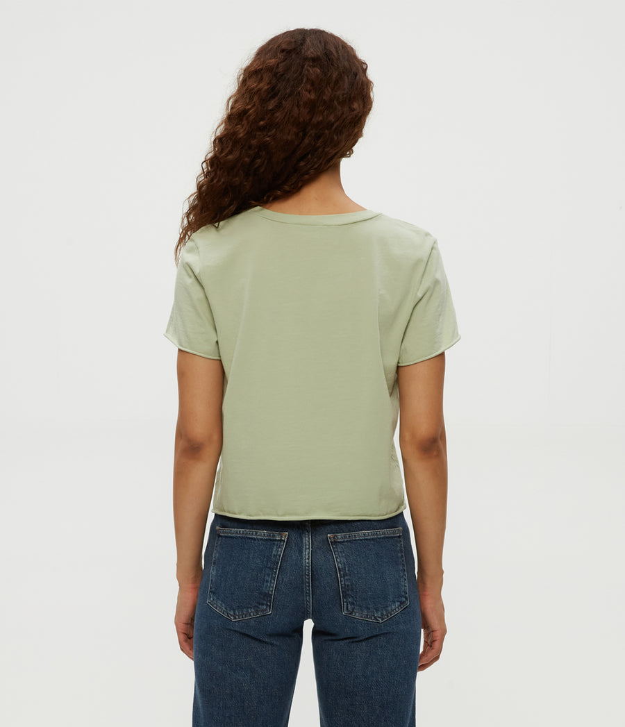 Jackie Crewneck Tee in Seacrest Green Back View #SEACREST