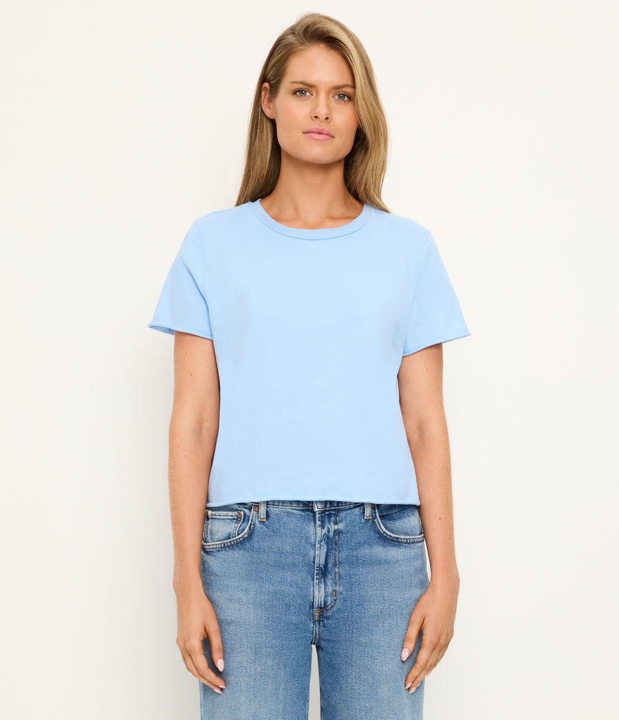 Jackie Crewneck Tee in SKY Blue Full Body View #SKY