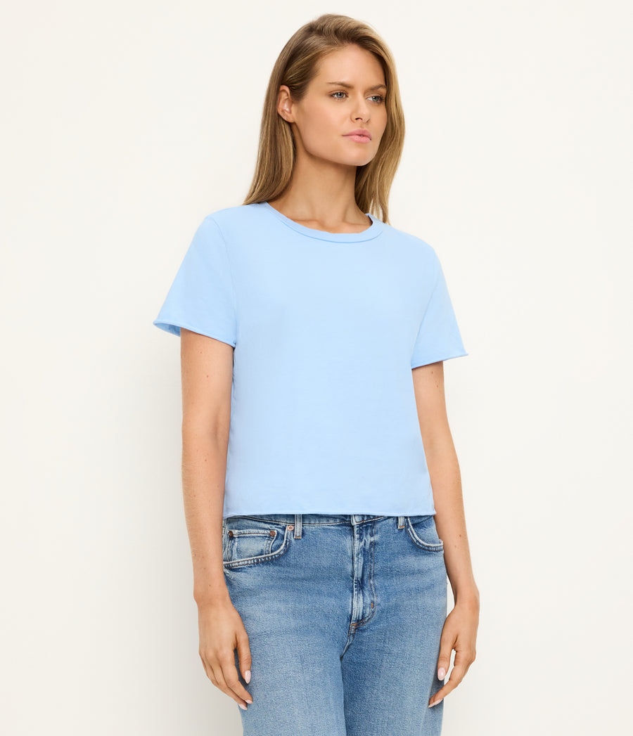 Jackie Crewneck Tee in SKY Blue Side View #SKY