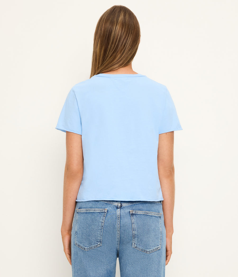 Jackie Crewneck Tee in SKY Blue Back View #SKY