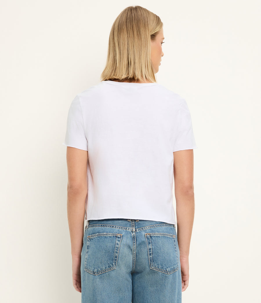 Jackie Crew Neck Tee in White  Back View #WHITE