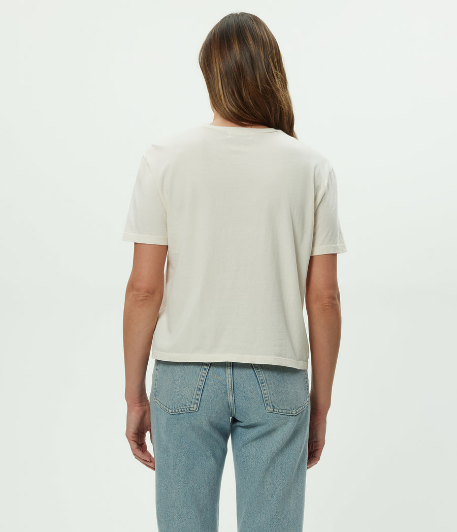 Nina Crewneck Tee in Chalk White Back View #CHALK