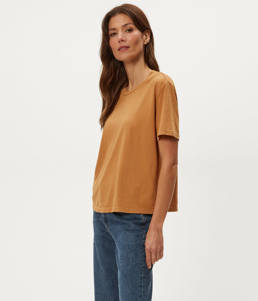 Nina Crewneck Tee in Cumin Brown Side View #CUMIN