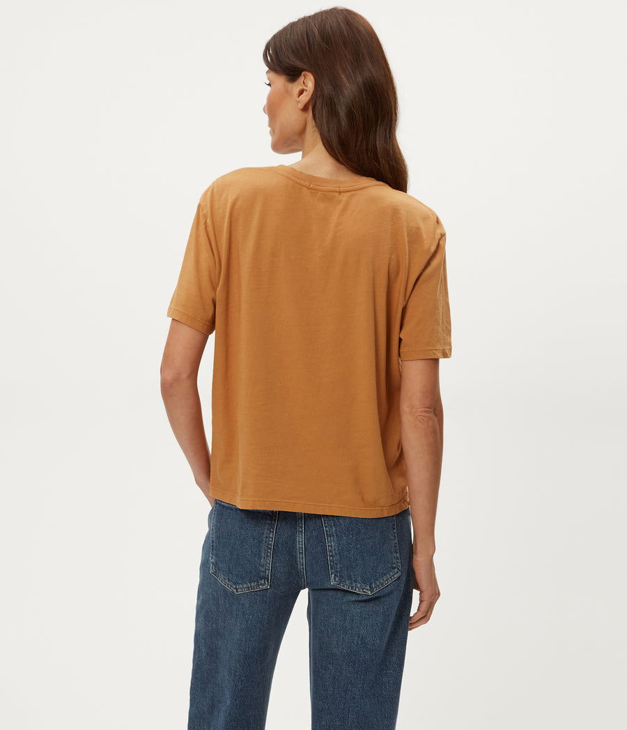 Nina Crewneck Tee in Cumin Brown Back View #CUMIN