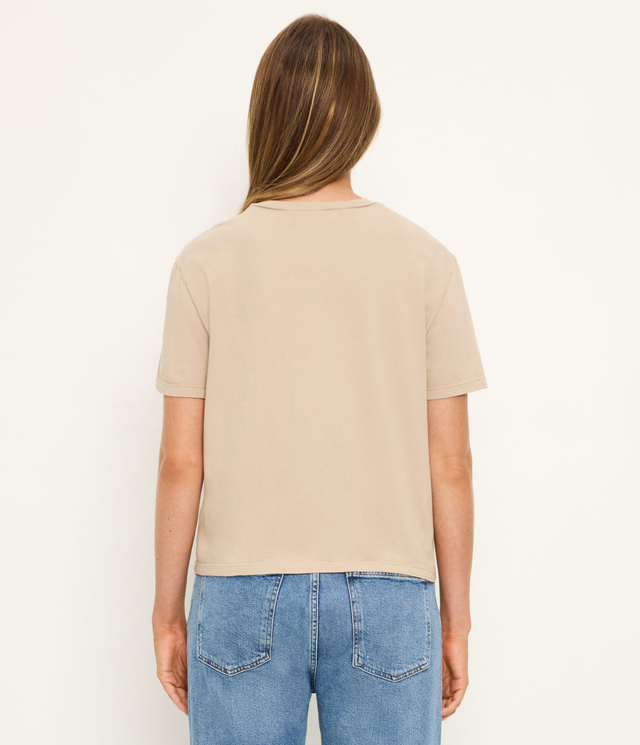 Nina Crewneck Tee in  MACADAMIA Beige Back View #MACADAMIA