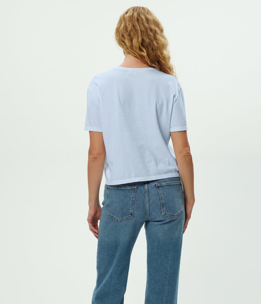 Nina Crewneck Tee in SPLASH Blue  Back View #SPLASH