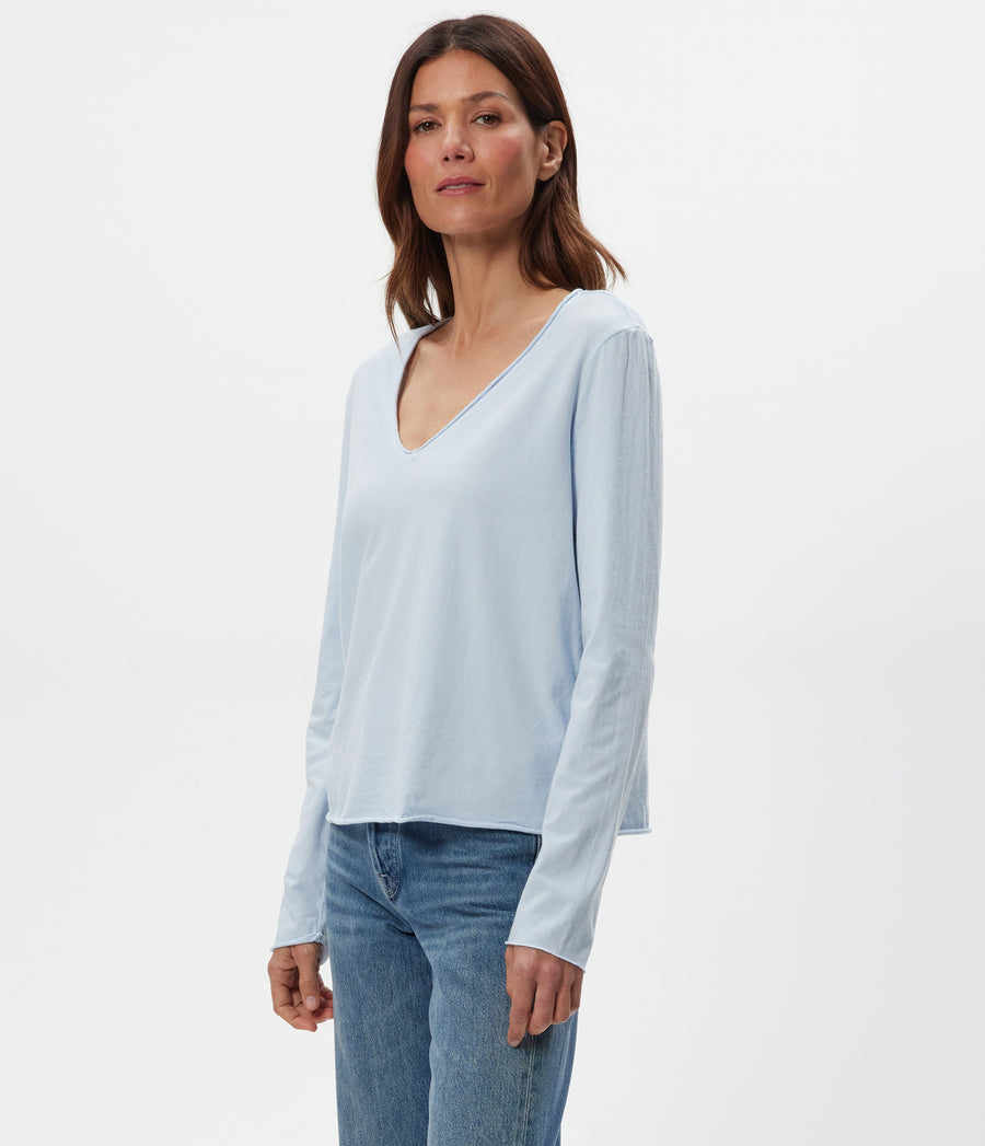 Kailee V-Neck Long Sleeve Tee in Splash Side View #SPLASH