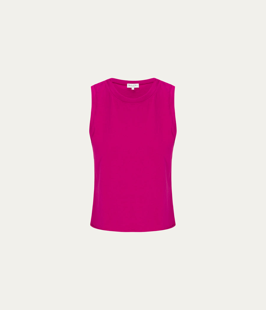 Junia Tank in FRENCH ROSE RED Close Up View  #FRENCH ROSE