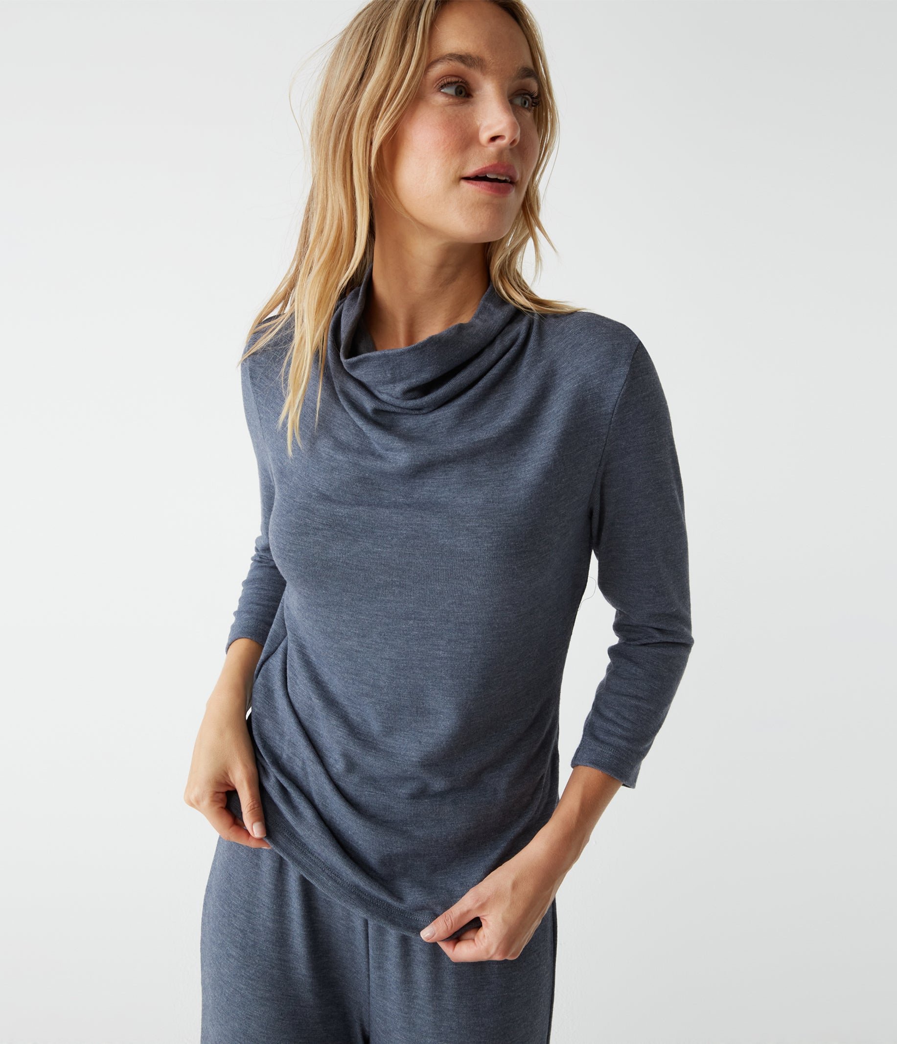 [RRACE] / ☆ Cowl-Neck Shirt Dress / Light Gray pima-cotton-stretch-