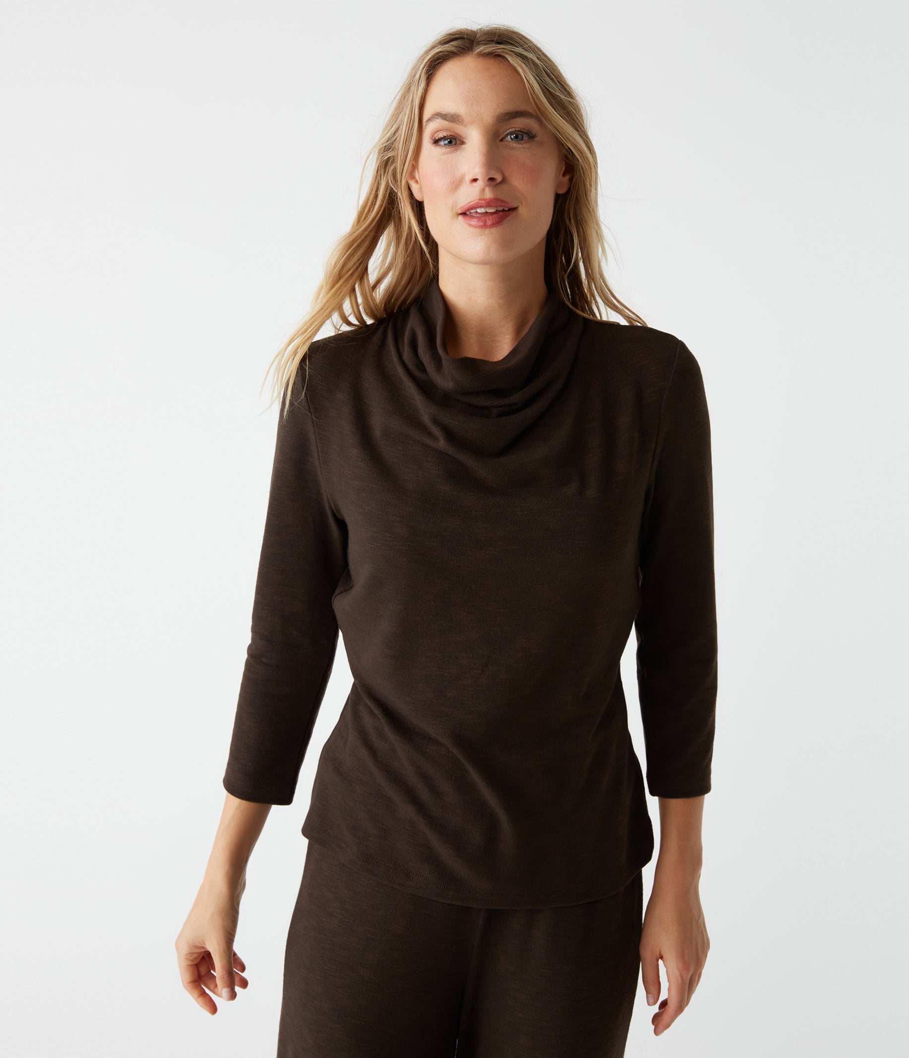 ★MOHAN★ RTS DRAPED NECK SILKET TOP _3COLORS Cotton Terry Dolman Top | Soma