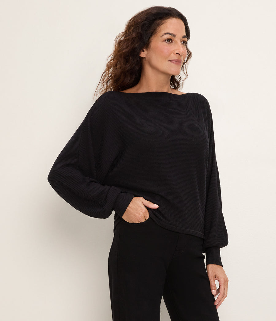 Roxy Balloon Sleeve Ribbed Top