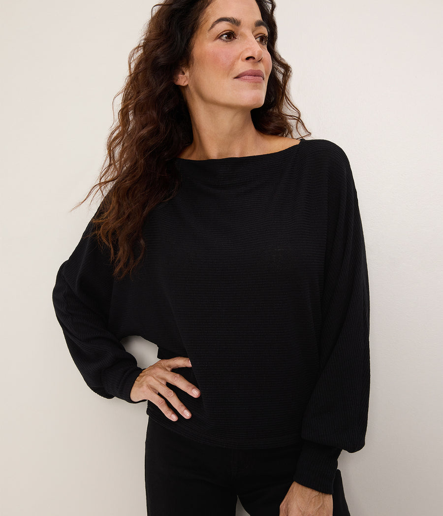 Roxy Balloon Sleeve Ribbed Top