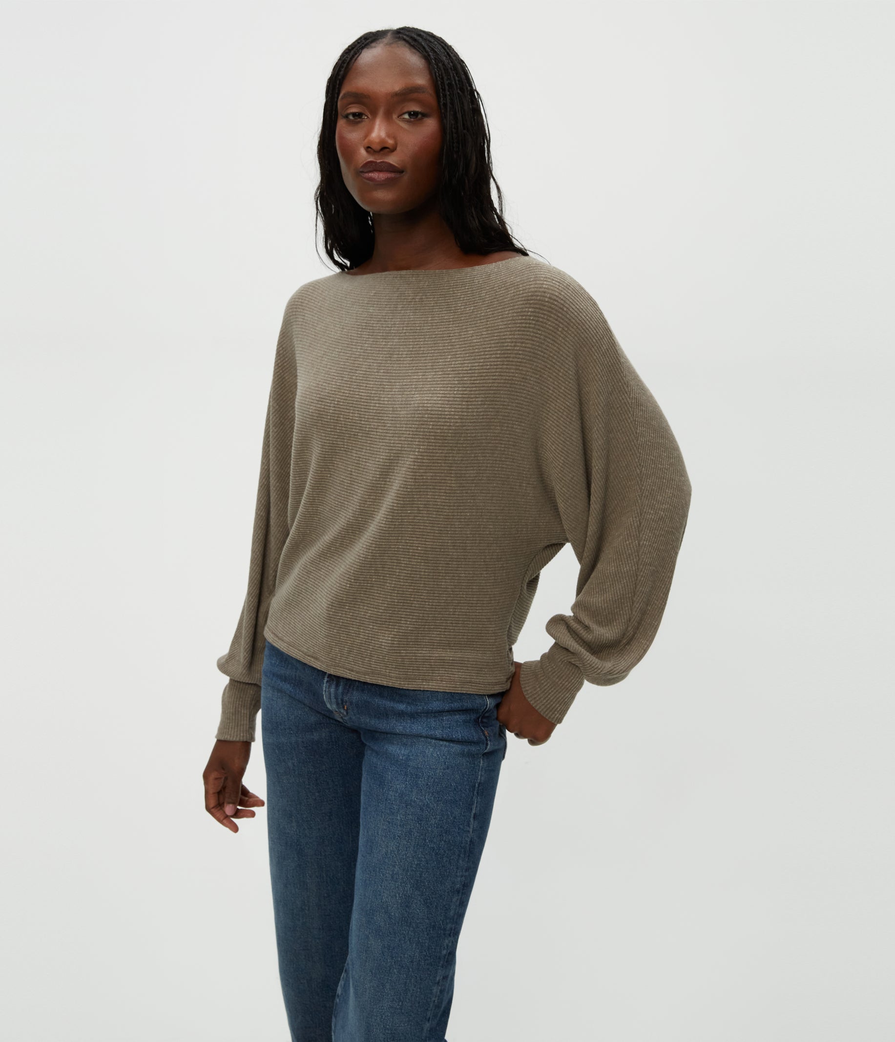 Roxy Balloon Sleeve Ribbed Top