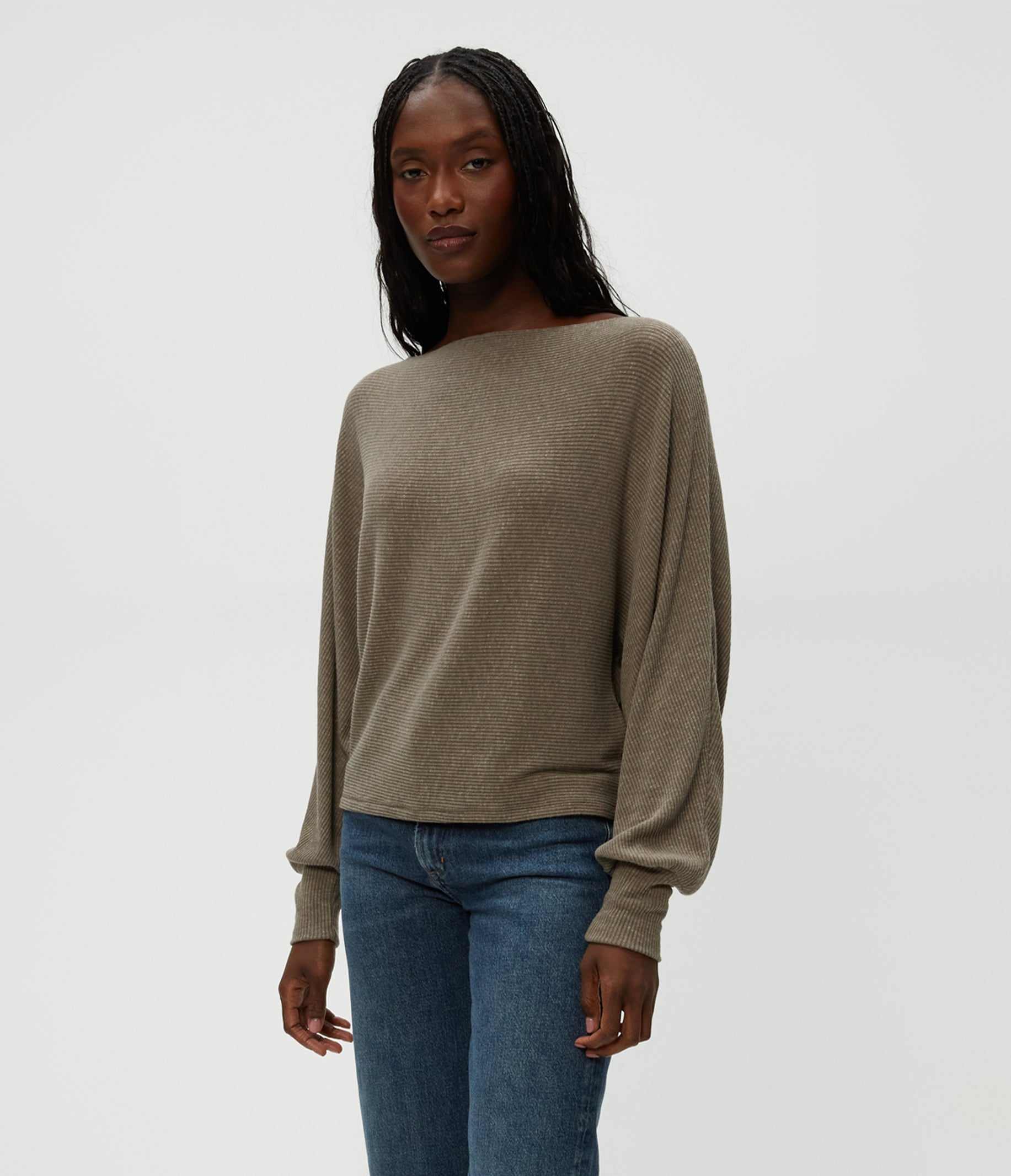 Roxy Balloon Sleeve Ribbed Top