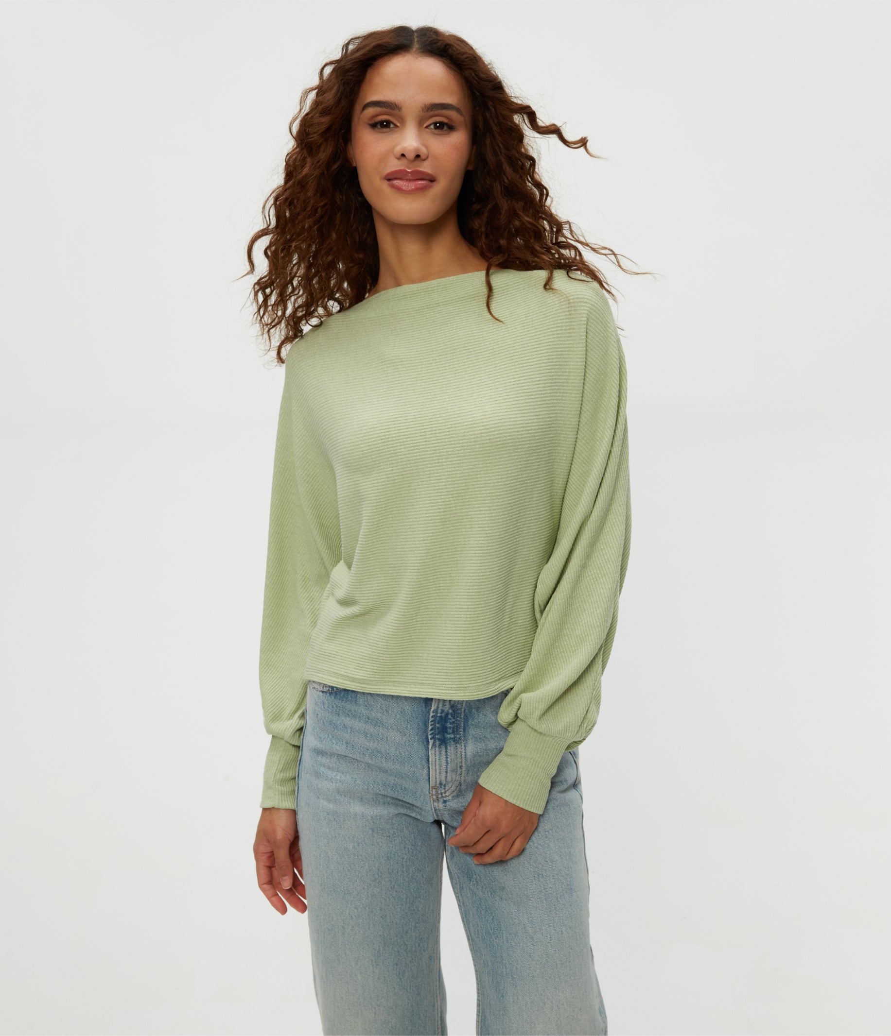 Roxy Balloon Sleeve Ribbed Top