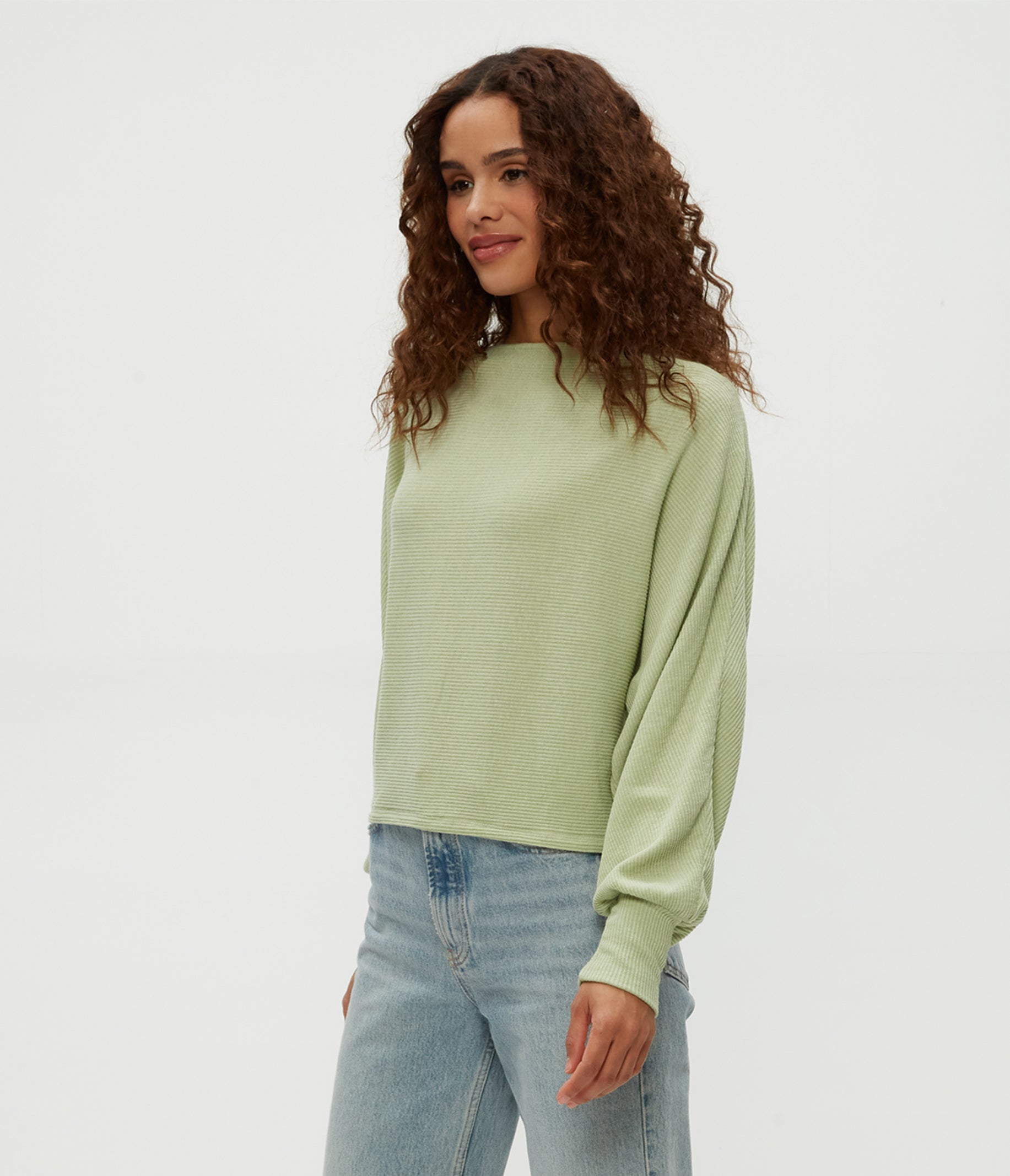 Roxy Balloon Sleeve Ribbed Top