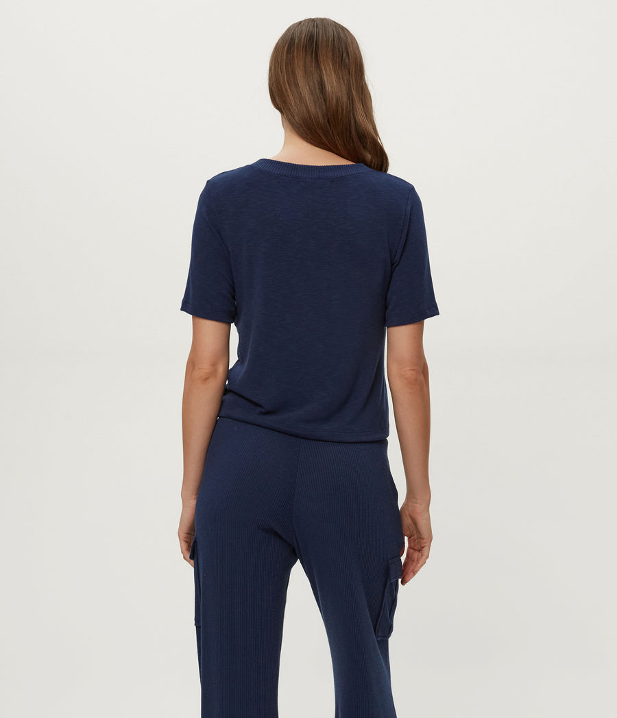Matty V-Neck Top in Nocturnal Blue Back View  #NOCTURNAL