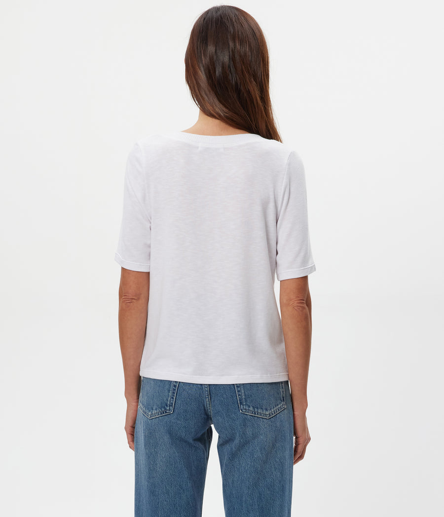 Matty V-Neck Top in White Back View  #WHITE