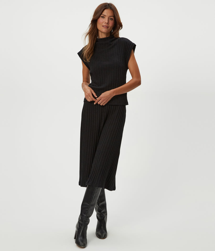 Shania Midi Skirt in Black Close Up View #BLACK
