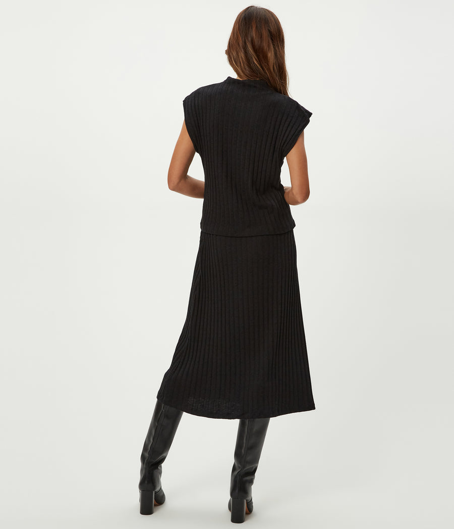 Shania Midi Skirt in Black  Back View #BLACK