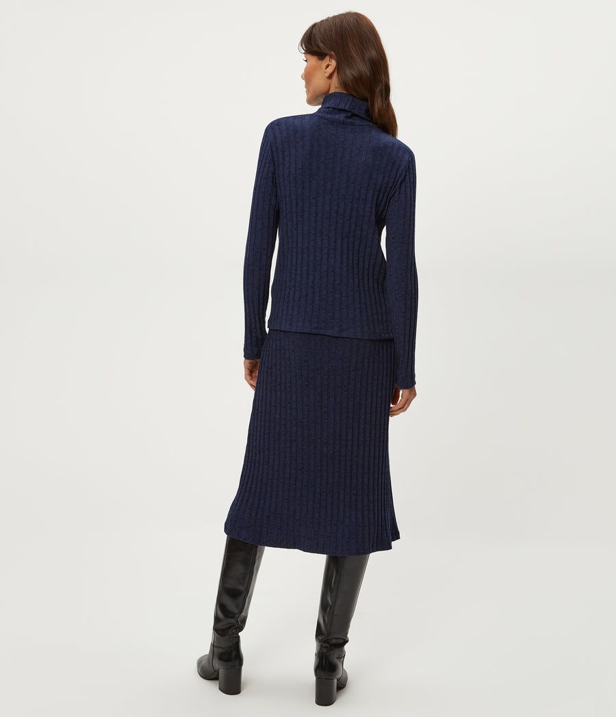 Shania Midi Skirt in Nocturnal Blue Back View  #NOCTURNAL