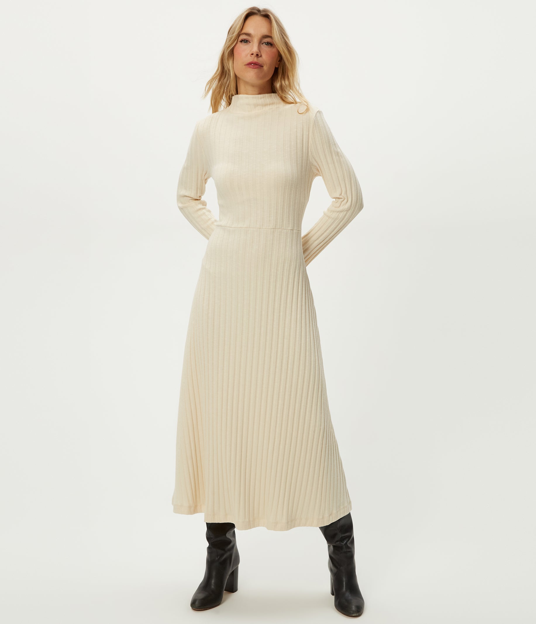knee length dresses for ladies Women A-Line Midi Dress with Short Puffed Sleeve Blue / L