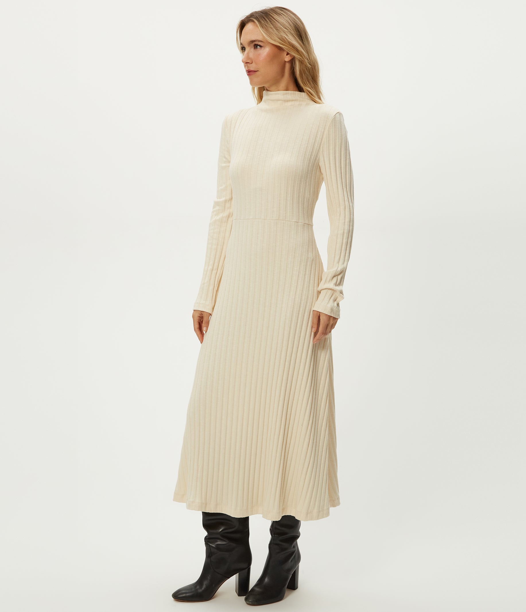 Women's Lenox Mock Neck Midi Dress - Chalk - Size S - Michael Stars Women's Lenox Mock Neck Midi Dress - Chalk - Size S - Michael Stars