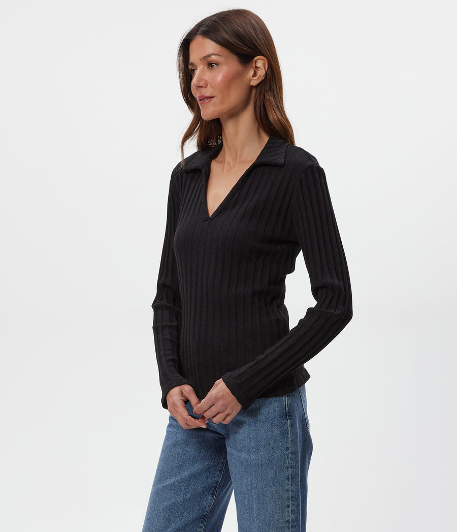 Liyah Collard Top in Black Side View #BLACK