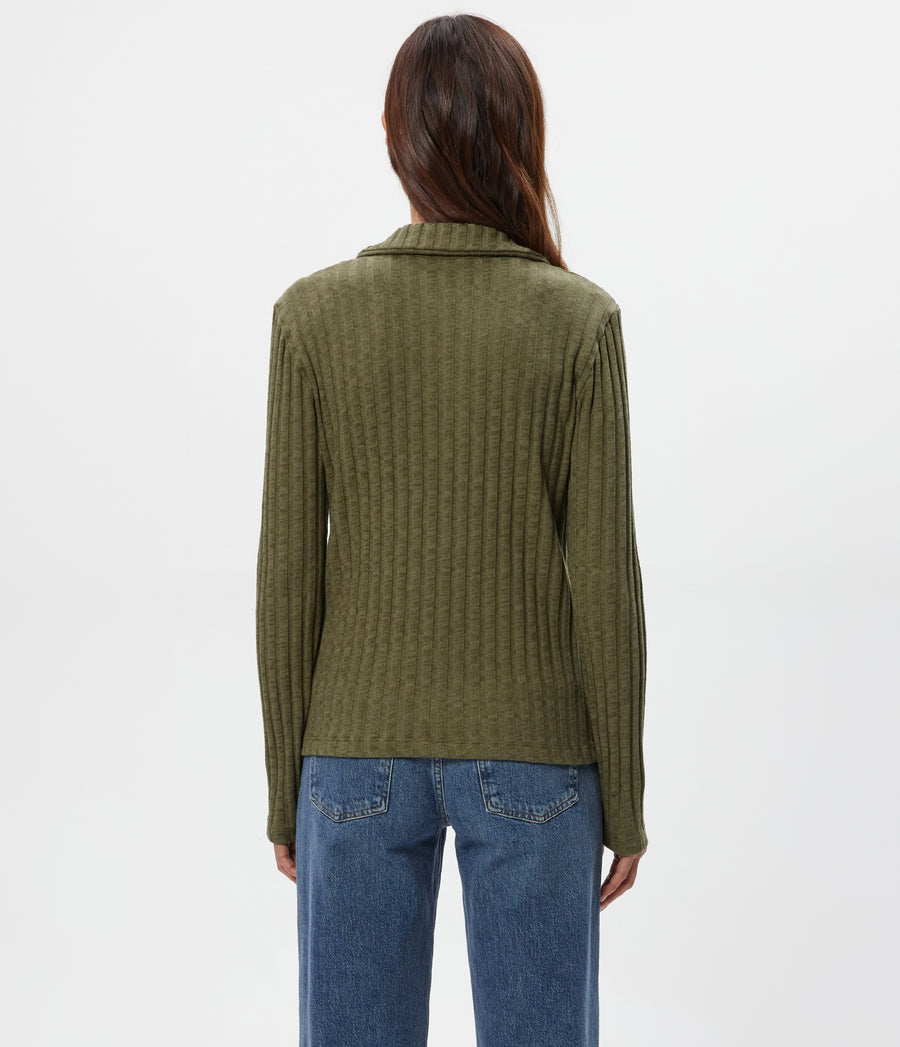 Liyah Collard Top in CAPER Green Back View #CAPER