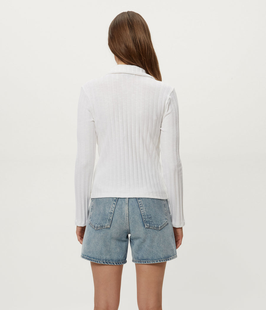 Liyah Collard Top in White Back View  #WHITE