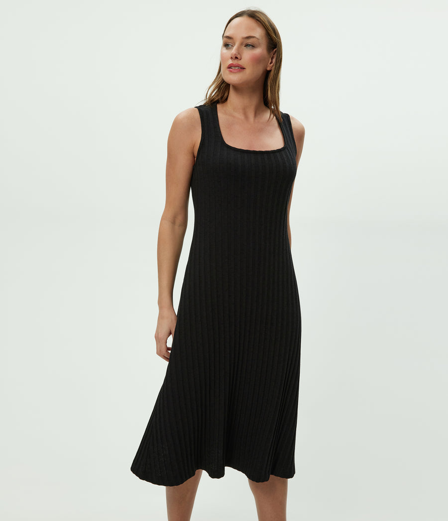Sofia Midi Dress in Black Side View #BLACK