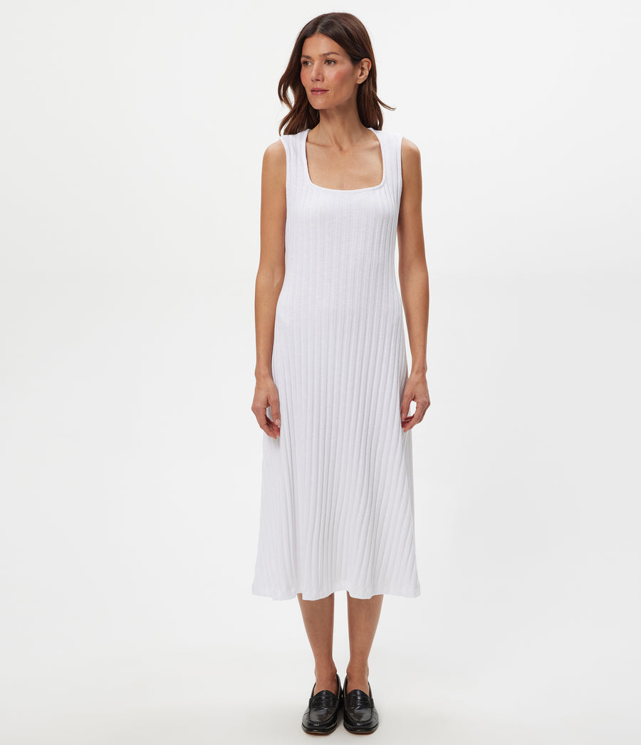 Sofia Midi Dress in White Full Body View #WHITE