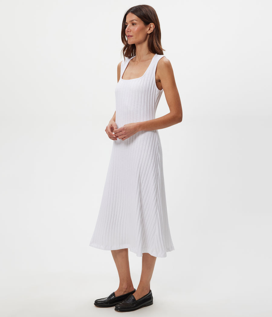 Sofia Midi Dress in White Side View #WHITE