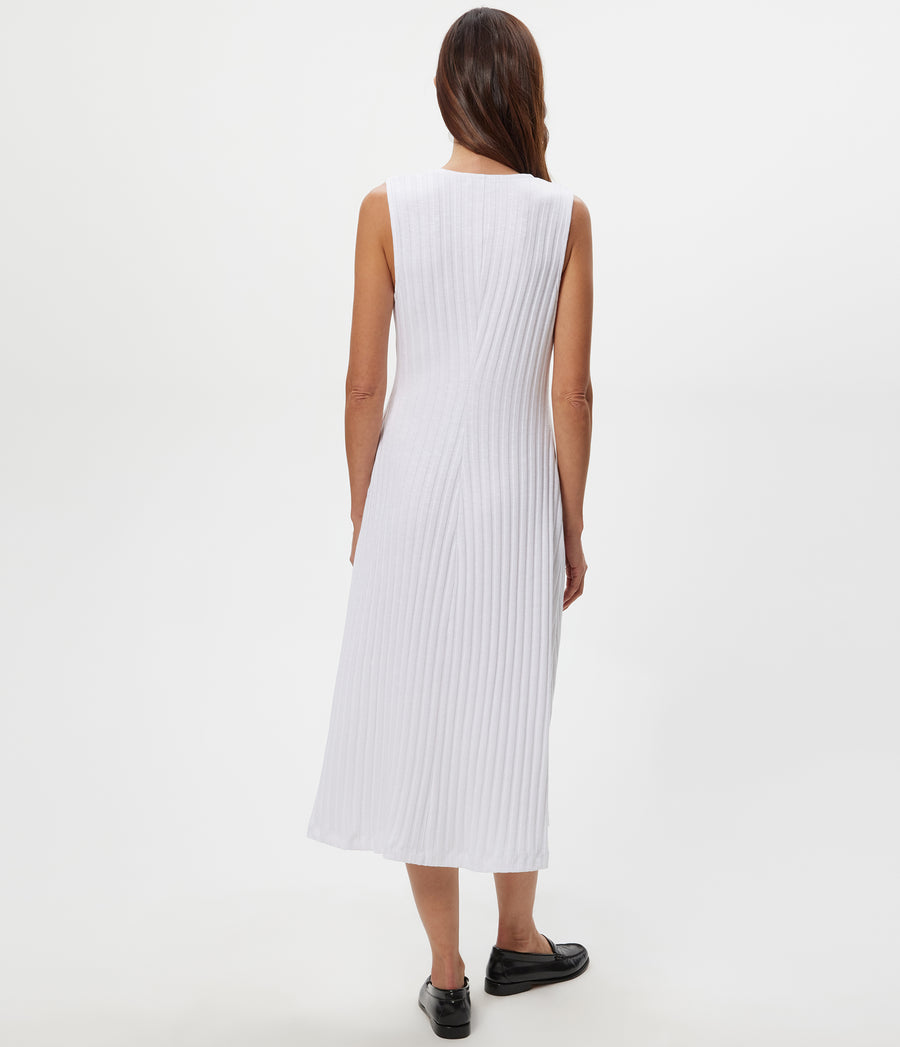 Sofia Midi Dress in White Back View  #WHITE