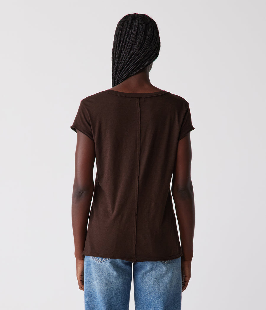 Baxter V-Neck Tee in Java Brown - Back View #JAVA