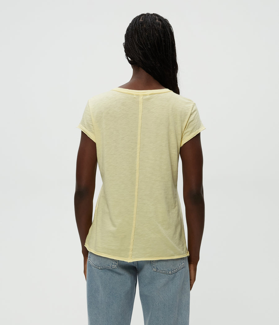 Baxter V-Neck Tee in Lemonade Yellow Back View #LEMONADE