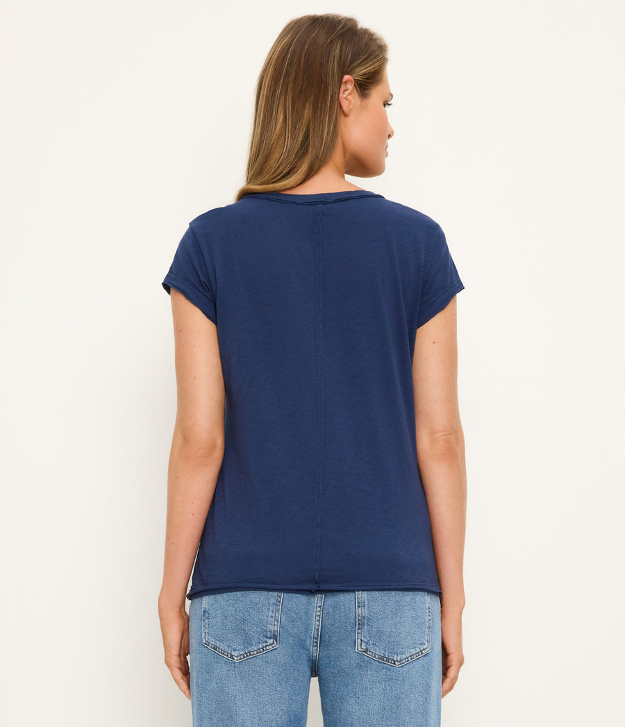 Baxter V-Neck Tee in Nocturnal Blue Back View #NOCTURNAL