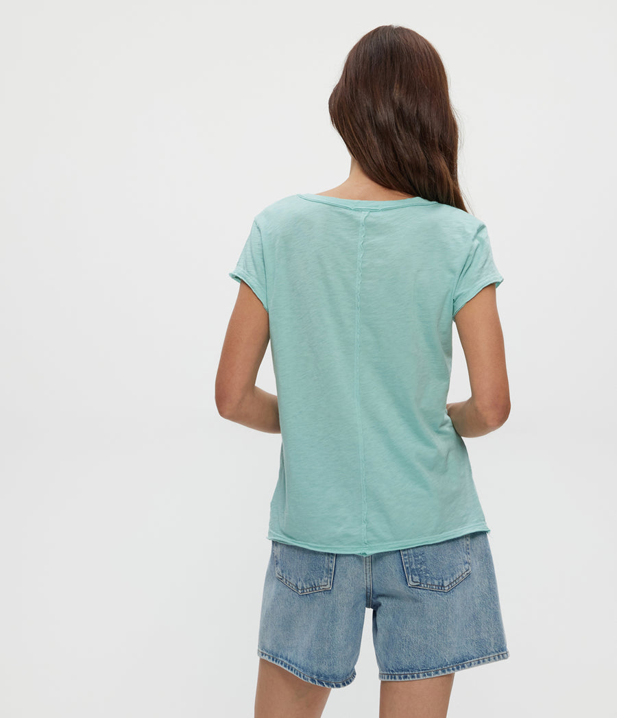 Baxter V-Neck Tee in SERENE BLUE Back View #SERENE
