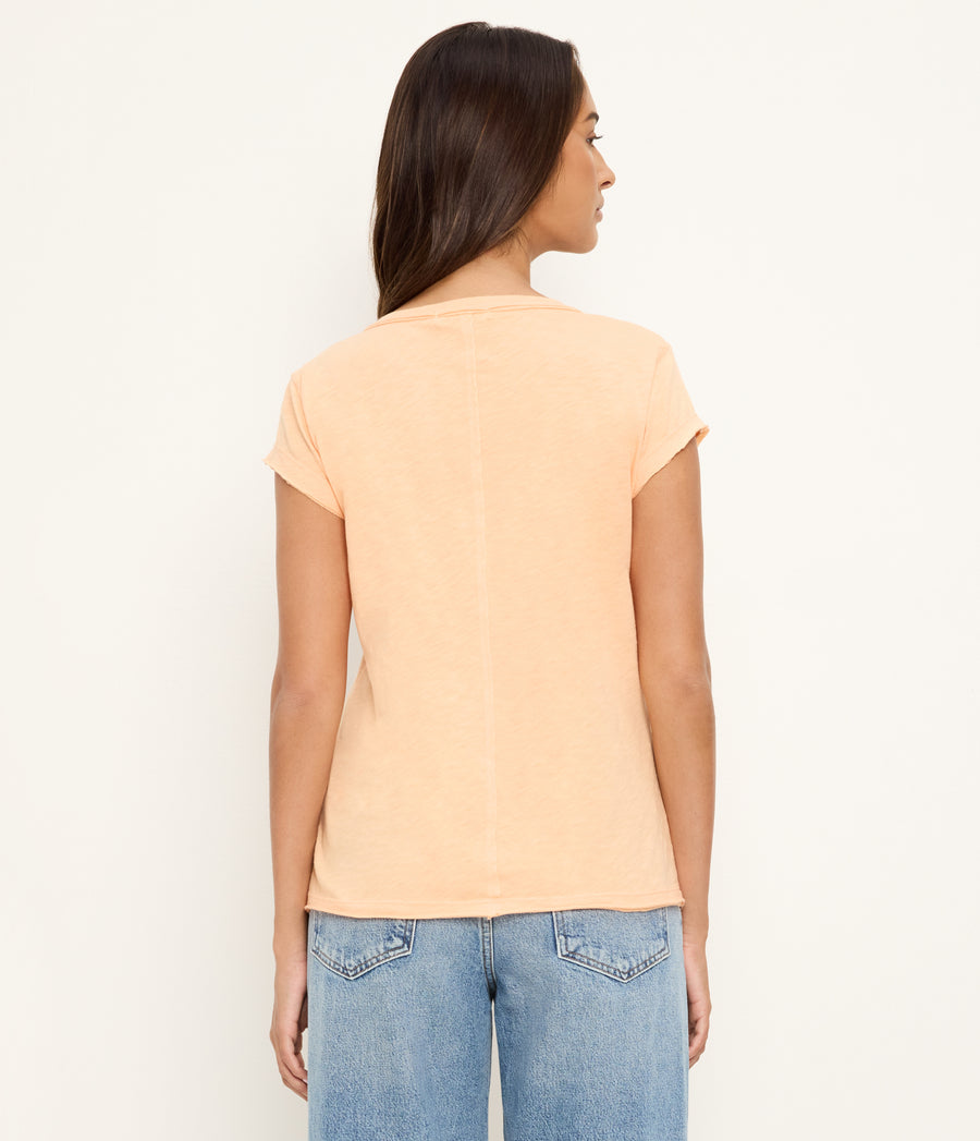 Baxter V-Neck Tee in Tangerine Orange Back View  #TANGERINE