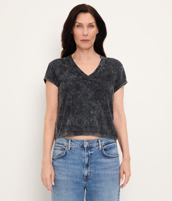 Harlan Mineral Wash Cropped V-Neck Tee BLACK / XL #BLACK