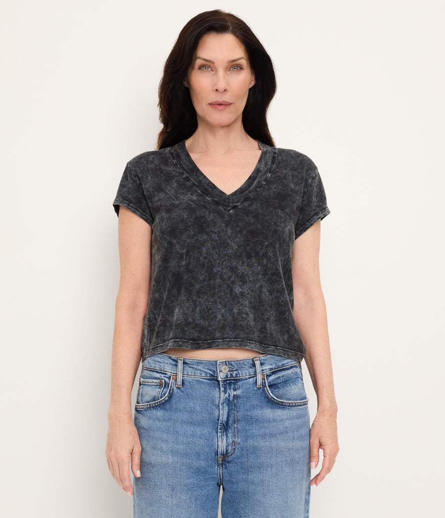 Harlan Mineral Wash Cropped V-Neck Tee BLACK / XL #BLACK