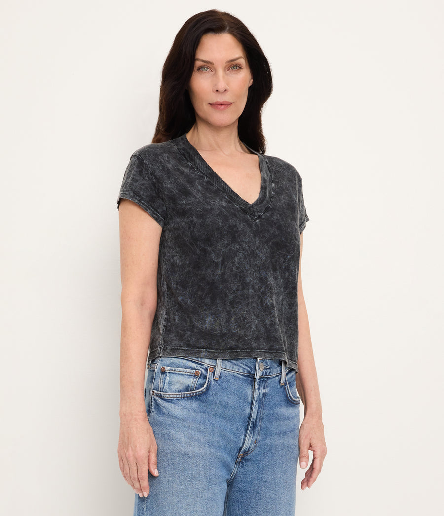 Harlan Mineral Wash Cropped V-Neck Tee BLACK / XL #BLACK