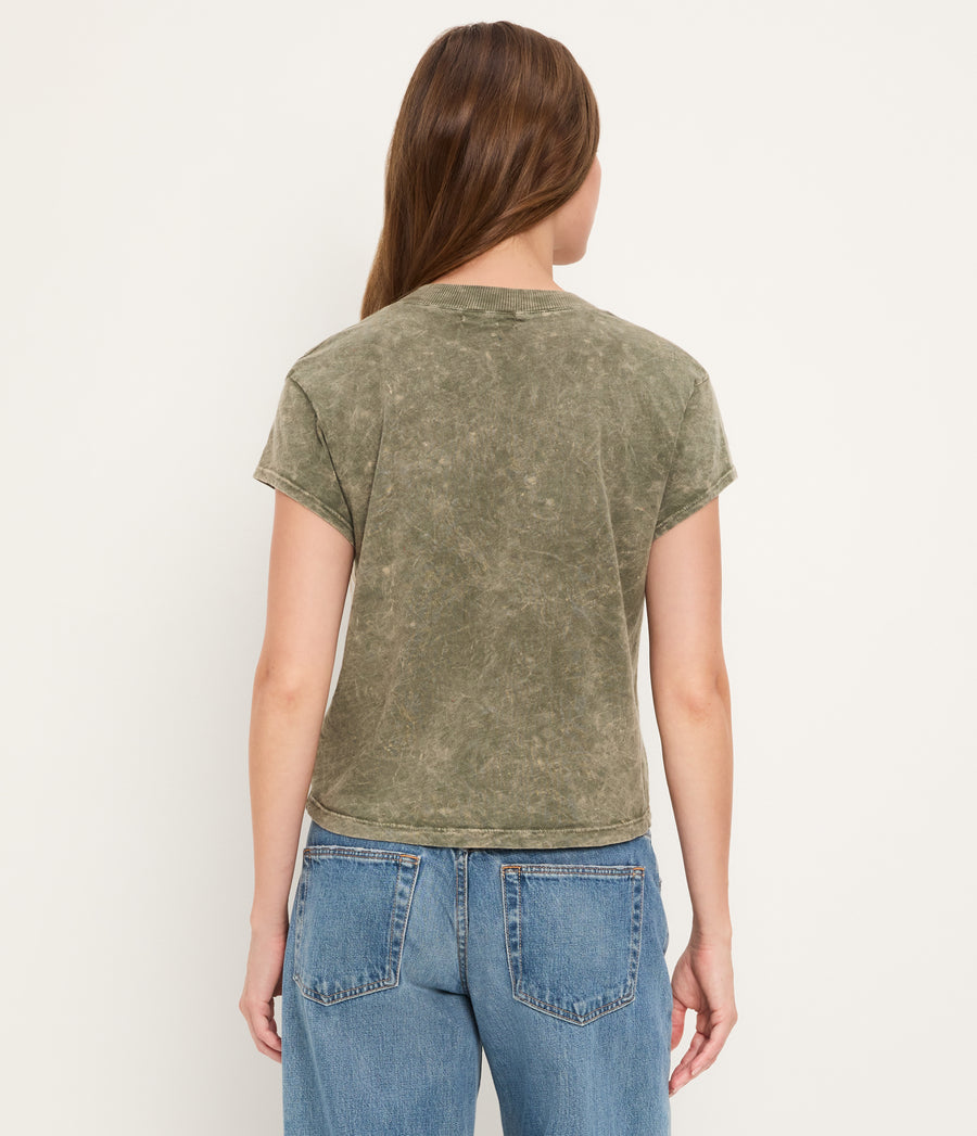 Harlan Mineral Wash Cropped V-Neck Tee CAPER / XL #CAPER