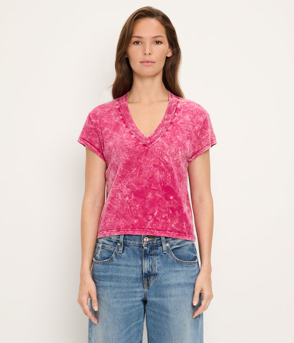 Harlan Mineral Wash Cropped V-Neck Tee FRENCH ROSE / XL #FRENCH ROSE