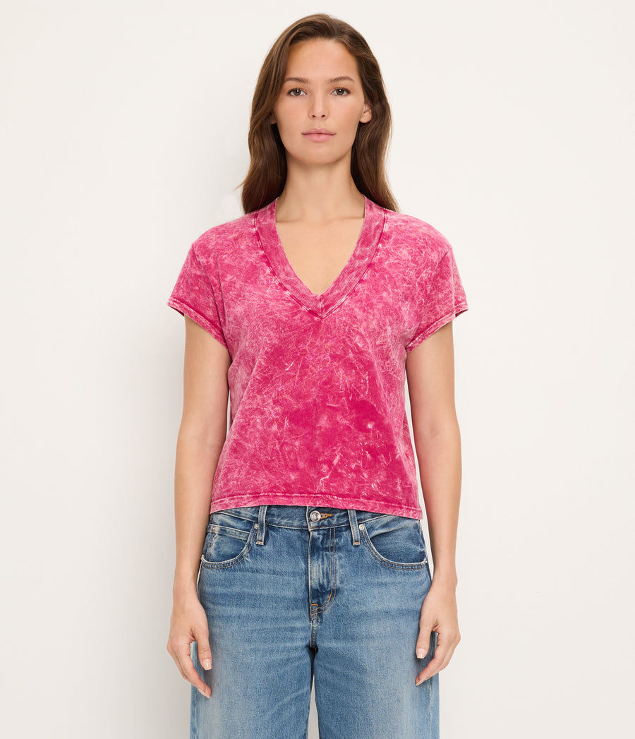 Harlan Mineral Wash Cropped V-Neck Tee FRENCH ROSE / XL #FRENCH ROSE