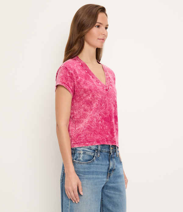 Harlan Mineral Wash Cropped V-Neck Tee FRENCH ROSE / XL #FRENCH ROSE