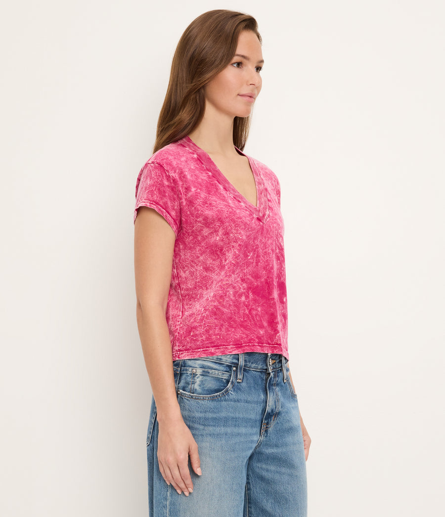 Harlan Mineral Wash Cropped V-Neck Tee FRENCH ROSE / XL #FRENCH ROSE
