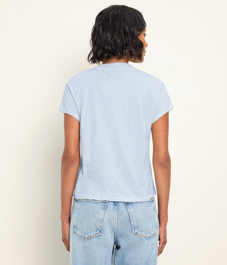 Harlan Cropped V-Neck Tee in SPLASH Blue  Back View #SPLASH